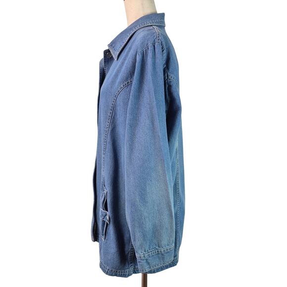 Bobbie Brooks Blue Denim Floral Embroidered Vintage Jacket Shirt Shacket Medium - Picture 2 of 3